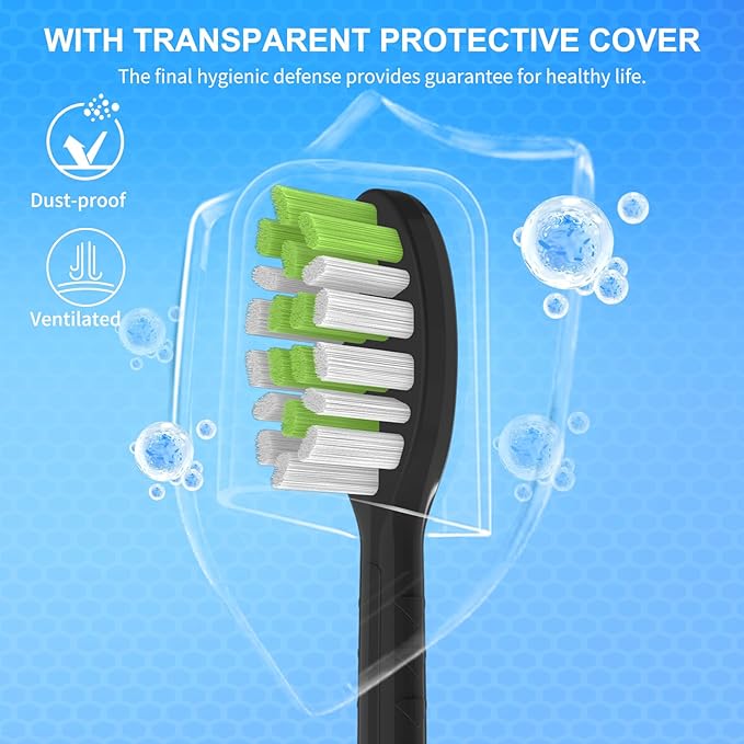 Toothbrush Replacement Heads Compatible with Philips One Series Sonicare Rechargeable Toothbrush HY1200/06 BD1003/AZ, 10 Pack Replacement Heads, Soft Bristles, Black