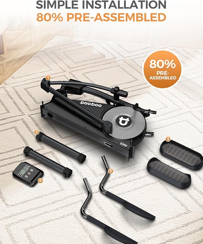 pooboo Elliptical Machine, Elliptical Exercise Machine with 16-Level Resistance&Hyper-Quiet Magnetic Driving System, Elliptical Machine for Home with LCD Monitor&15.5IN Stride, 350LBS Weight Capacity-StrideForce Fitness