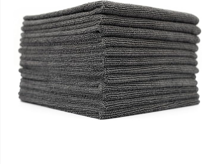 The Rag Company - All-Purpose Microfiber Terry Cleaning Towels - Commercial Grade, Highly Absorbent, Lint-Free, Streak-Free, Kitchens, Bathrooms, Offices, 300gsm, 16in x 16in, Grey (12-Pack)-StrideForce Fitness
