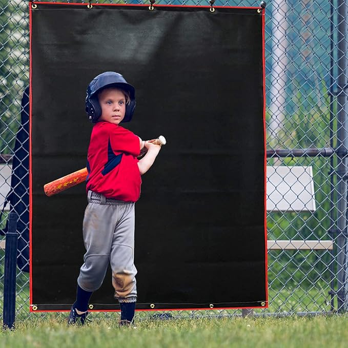 Baseball Batting Cage Backstop with Strike Zone Target - Heavy Duty 4x6/6x8FT PVC Backstop Net for Pitching Practice Backyard Training-StrideForce Fitness