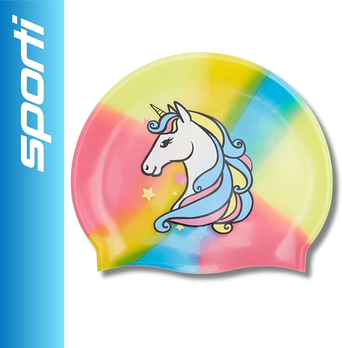 Sporti Silicone Swim Cap for Kids, Unisex Youth Swimming Cap, Protection Bathing Caps for Your Children, Aged 2-10-StrideForce Fitness
