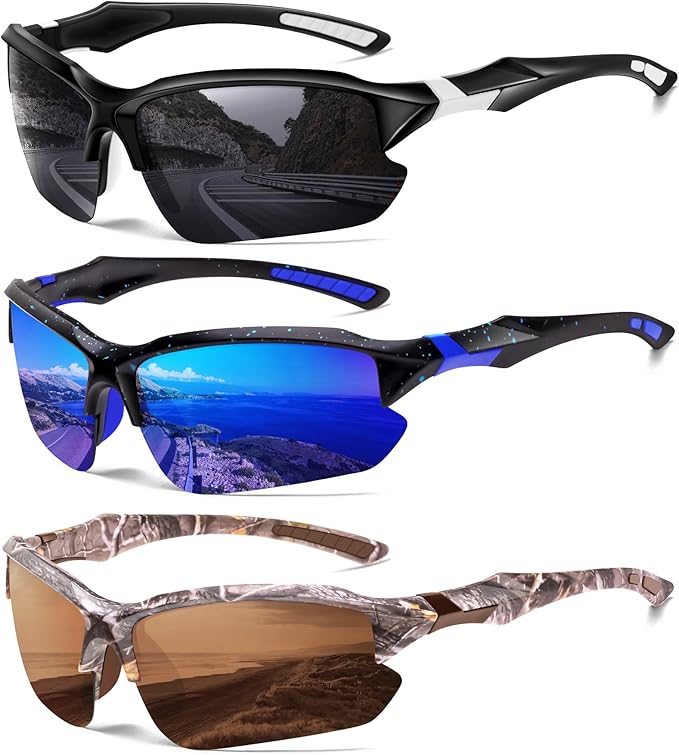 Sports Polarized Sunglasses for Men Cycling Running Fishing UV Protection Sun Glasses Lightweight Half Frame Goggles-StrideForce Fitness