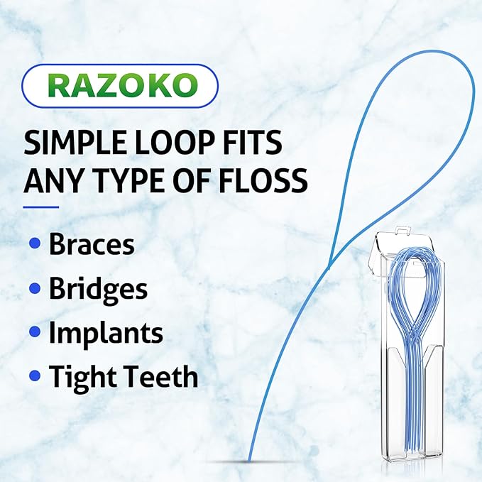 RAZOKO Floss Threaders | Dental Floss Threaders for Braces, Bridges, and Implants |140PCS (Pack of 2)