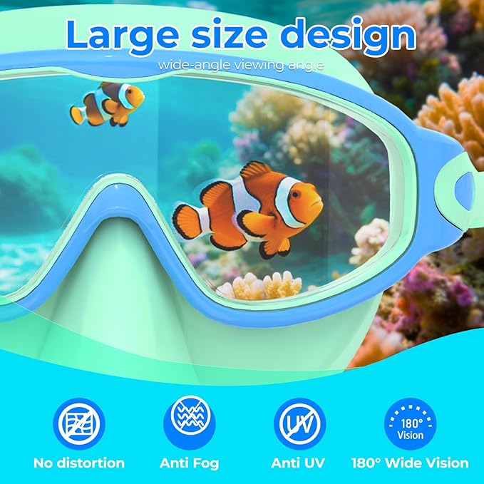Swim Goggles for Kids 3-15 with Earplugs Large Frame Anti-Fog/UV Swimming Goggles for Boys Girls Toddler 2PCS-StrideForce Fitness