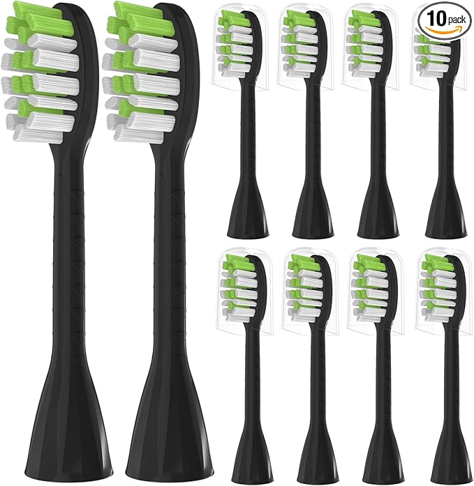 Toothbrush Replacement Heads Compatible with Philips One Series Sonicare Rechargeable Toothbrush HY1200/06 BD1003/AZ, 10 Pack Replacement Heads, Soft Bristles, Black
