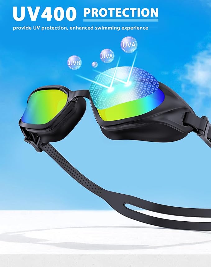 Swim Goggles, Unisex Adult Swimming Goggles Anti Fog Anti UV No Leakage Wide View for Men Women Youth-StrideForce Fitness