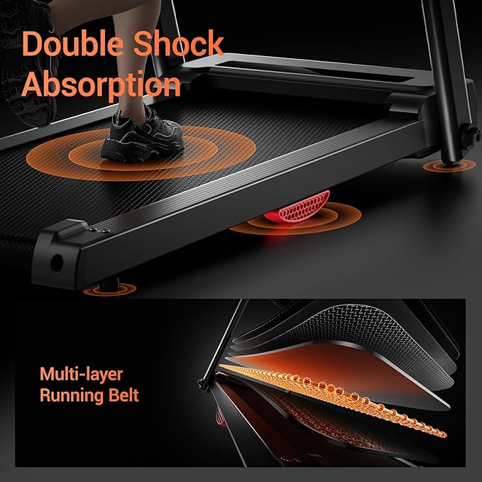 Treadmills for Home, 15% Incline Treadmill, Folding Treadmill Filpped Screen and Heart Rate Sensor, 3.0HP Quiet Brushless Dual Cushion System, 300lbs Weight Capacity-StrideForce Fitness