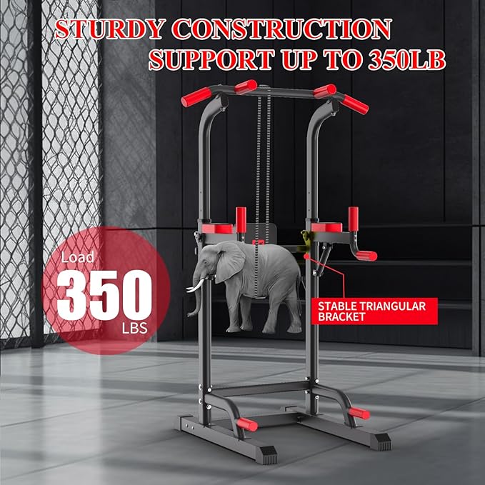 K KiNGKANG Power Tower Dip Station, Multi-Function Assistive Trainer Pull Up for Home Gym Muscle Building and Beginner Exercises,Load 450LBS-StrideForce Fitness