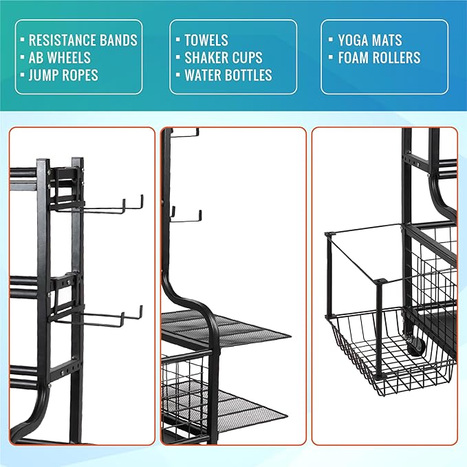 STUFFSTASH Dumbbell Rack, Heavy Duty Adjustable Weight Rack for Home Gym with Extra Strong Sheet Steel Shelf and Base, Home Gym Storage Weight Rack for Home Gym Dumbbells, Kettlebell Rack-StrideForce Fitness