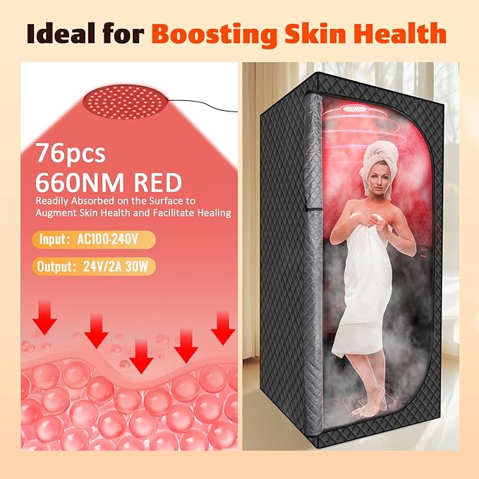 MIXC Upgraded Infrared Sauna Box for Relaxation,Detoxification,Dry steam Sauna Box for Home,Folding Chair,Multiple Layered Full Body Sauna Tent for Spa,Indoor,Outdoor,Gym-StrideForce Fitness