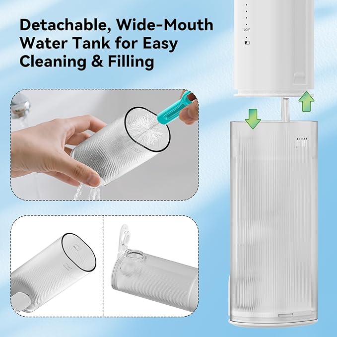 Mini Water Flosser for Teeth,Travel Dental Flosser Picks, Portable Oral Irrigator with Telescopic Water Tank, 5 Modes IPX7 Waterproof Tooth Flosser for Brace, Sensitive Teeth, with Storage Bag