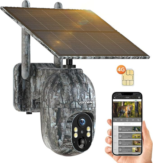 VOOPEAK Cellular Trail Camera, 2.5K Trail Cameras with Color Night Vision, Built-in SIM Card Live Streaming Pan 355° Tilt 90° Game Camera Solar Powered Motion Activated No WiFi Needed-StrideForce Fitness