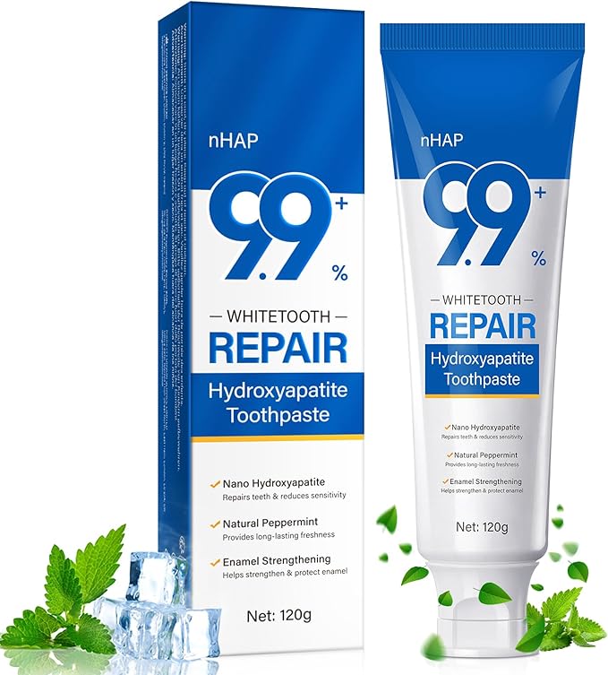 Hydroxyapatite Toothpaste, Enamel Repair & Cavity Prevention - Fresh Mint Flavor, Fluoride-Free, Whitening, Fresh Breath for Daily Use 1Pack
