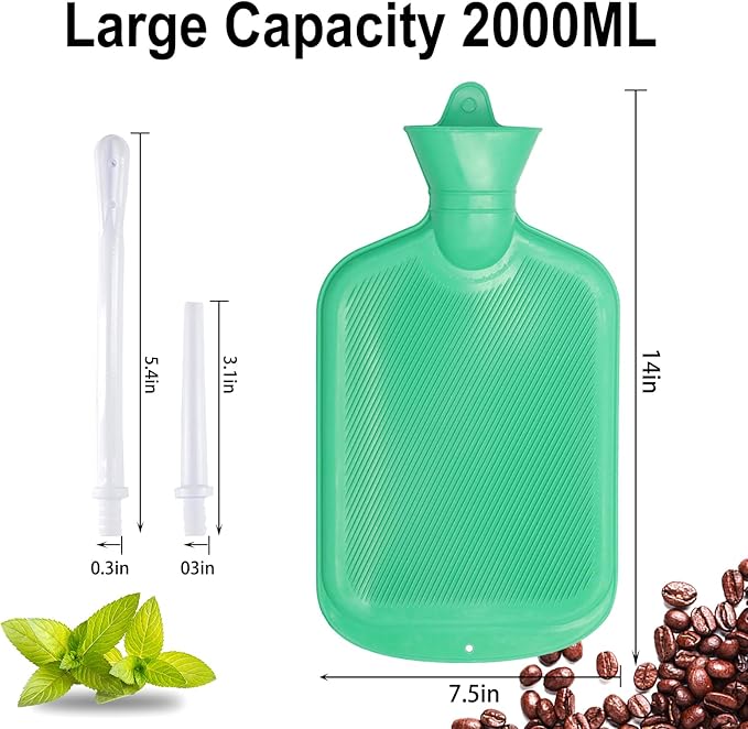 Enema Bag Kit with 5ft Hose Coffee Enemas at Home Water Shower Douche Colon Detox Cleanse Kit with Enema Tubing, Enema Tips, Clamp and Hook (Green, 2 L)-StrideForce Fitness