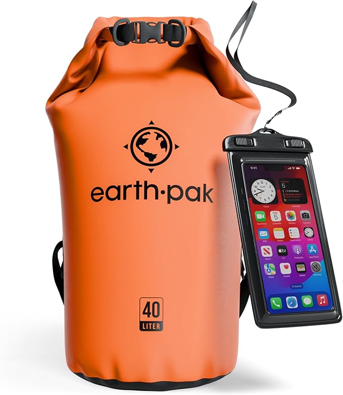 Earth Pak Waterproof Dry Bag - Roll Top Waterproof Backpack Sack Keeps Gear Dry for Kayak with Waterproof Phone Case-StrideForce Fitness