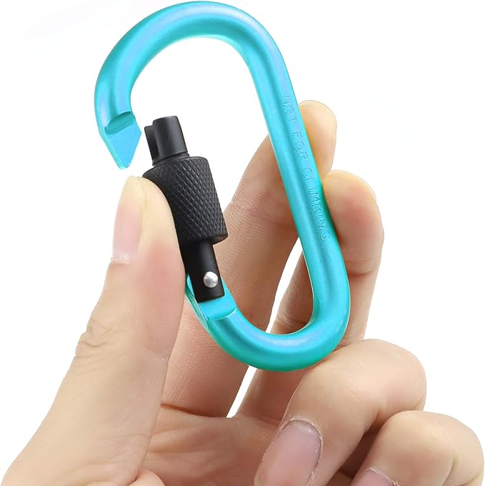 10 Pack Aluminum D Ring Key Rings Hiking Clips Locking Carabiner for Hiking Camping Fishing and Outdoor Use，Clips with Screw Gate Multicolored-StrideForce Fitness