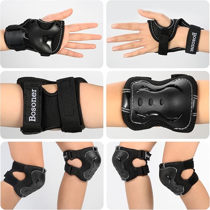 BOSONER Kids/Youth Knee Pad Elbow Pads Guards Protective Gear Set for Roller Skates Cycling BMX Bike Skateboard Inline Skatings Scooter Riding Sports-StrideForce Fitness