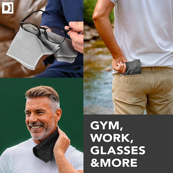 Pocket-Sized Sweat Towels - The Original Sweat Absorbing Handkerchiefs - Quick-Dry Microfiber Sweat Rags for Face, Hands, & Body - Men & Women - Gym, Sports, and Work (Jungle Cat: 5 Pack)-StrideForce Fitness