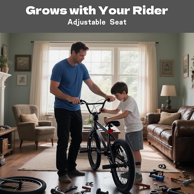 67i Boys BMX Bike 18/20 Inch Ages 8-12 Kids Bicycle with Front Rear U Brake Adjustable Seat Iron Fork 2.09" Wide Tires-StrideForce Fitness