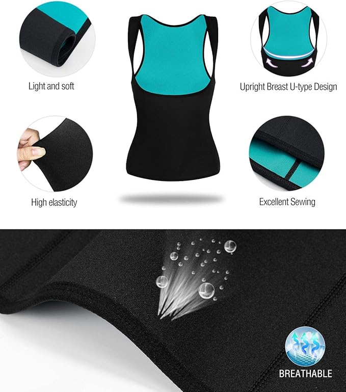 NonEcho Women Neoprene Sweat Vest for Women Sauna Suit Hot Sweat Waist Trainer Vest Slimming Body Shaper-StrideForce Fitness