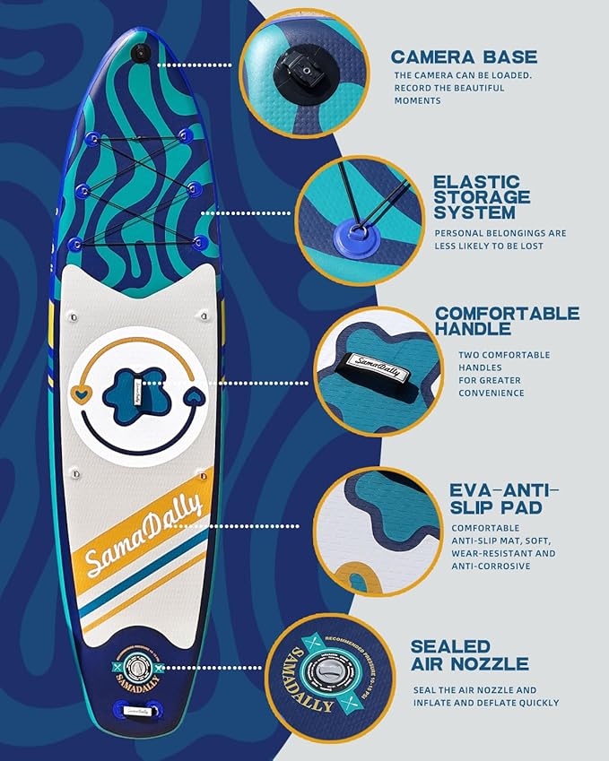 11'Stand Up Paddle Boards Surf Control with Premium SUP Board Accessories Backpack & Removable Fins, 34" Wide Inflatable Paddle Boards of All Skill Levels-StrideForce Fitness