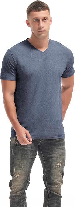 VEIISAR Premium V Neck T Shirts for Men - Modern Fitted Tees Vneck Undershirts-StrideForce Fitness