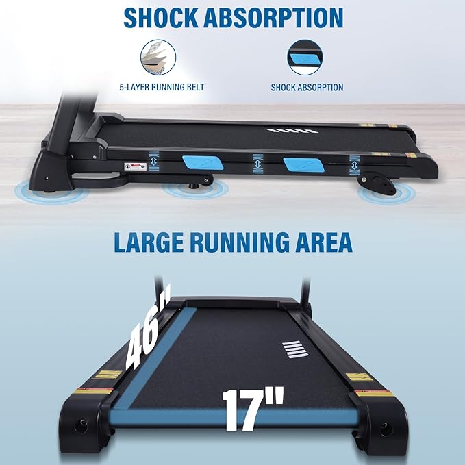 Treadmills for Home, 350 lbs Capacity, 10 MPH, 3.0HP Incline Treadmill with Bluetooth APP, 17 * 46" Belt, Running Threadmills Machine, LCD Display, 36 Programs-StrideForce Fitness