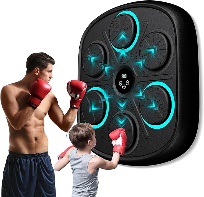 2025 New Model Smart Music Boxing Machine for Adults and Kids, Training Machine with LED Electronic Wall Mounted, Home Indoor Workout Equipment with Premium Boxing Gloves-StrideForce Fitness
