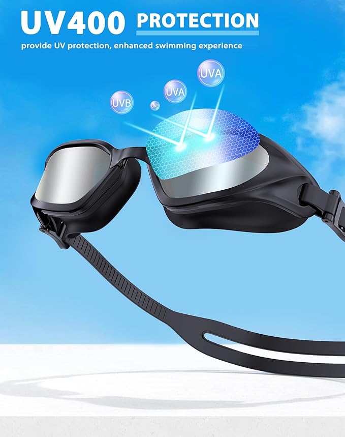 Swim Goggles, Unisex Adult Swimming Goggles Anti Fog Anti UV No Leakage Wide View for Men Women Youth-StrideForce Fitness