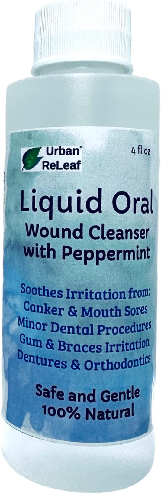 Urban ReLeaf Liquid Oral Wound Cleanser with Peppermint ! Soothe Irritation. Speed Healing. Natural Sea Salt Soak. Dental Work, Braces, Mouth, Gum, Canker sores, Orthodontics, dentures. Fresh Mint
