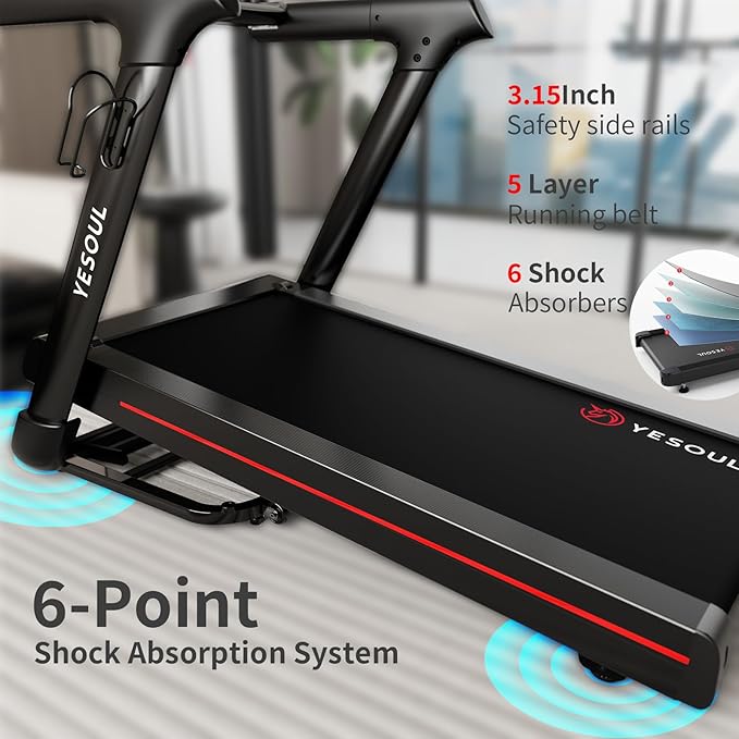 Yesoul Walking Pad Treadmill with 10% Auto Incline, Under Desk Treadmill for Home Walking, Hiking & Running, 300lbs Capacity, Smart App Scenic Routes & Live Classes, Remote & LED Display-StrideForce Fitness