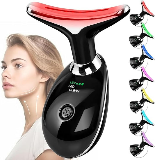 Facial Massager Red-Light-Therapy-for-Face and Neck, Face 𝖲 culpting Wand with 7 Color (Bright Black)-StrideForce Fitness