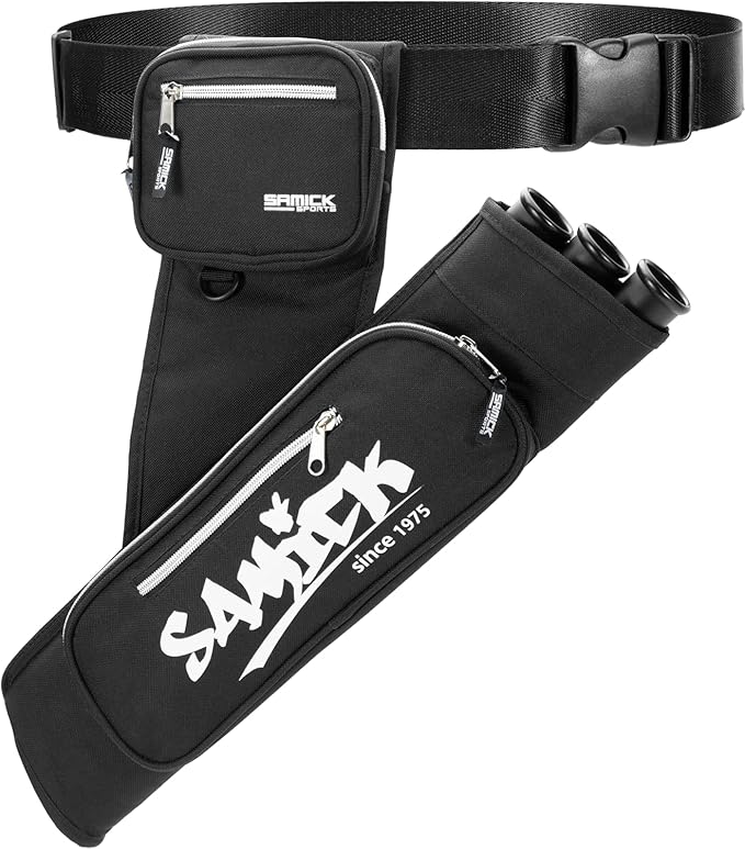 Archery Arrow Quiver - Adjustable Waist Hanged Quiver with 3 Removable Tubes & Pockets for Archery Arrows Case & Equipment - Ideal for Hunting & Target Practice - Right Handed Only-StrideForce Fitness