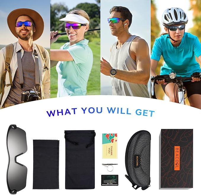 BEACOOL Polarized Sports Sunglasses for Men Women Youth Baseball Cycling Running Fishing Golf Motorcycle TAC Glasses UV400-StrideForce Fitness