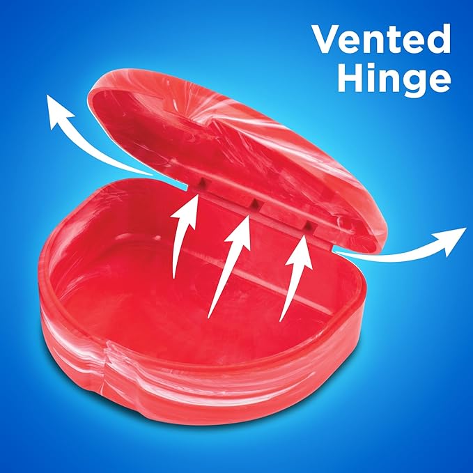 Practicon Marble Retainer Cases, Orthodontic Aligner Case, Mouth Guard Holder (3 Pack) (Red)