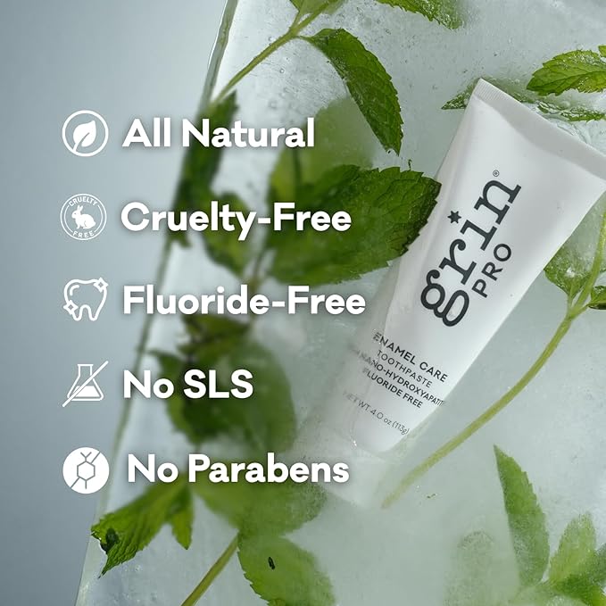 Grin Pro Enamel Care Nano-Hydroxyapatite Toothpaste, Fluoride Free, Designed for Sensitive Teeth, Helps Remineralize, 4 oz, Natural Ingredients, New Zealand Manufactured