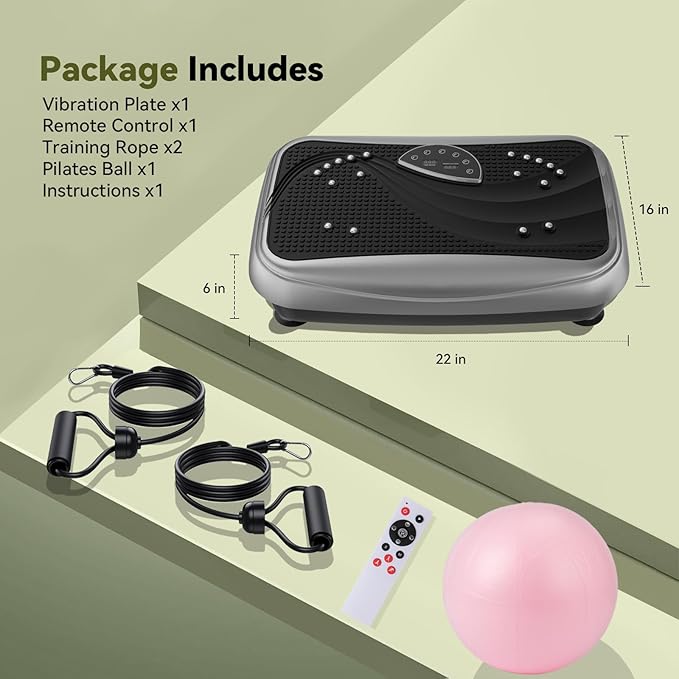 UCIN Vibration Plate Exercise Machine, Vibration Plate for Lymphatic Drainage, 330 Lbs Capacity Vibrating Plate for Weight Loss Home Fitness with Resistance Bands/Pilates Ball-StrideForce Fitness