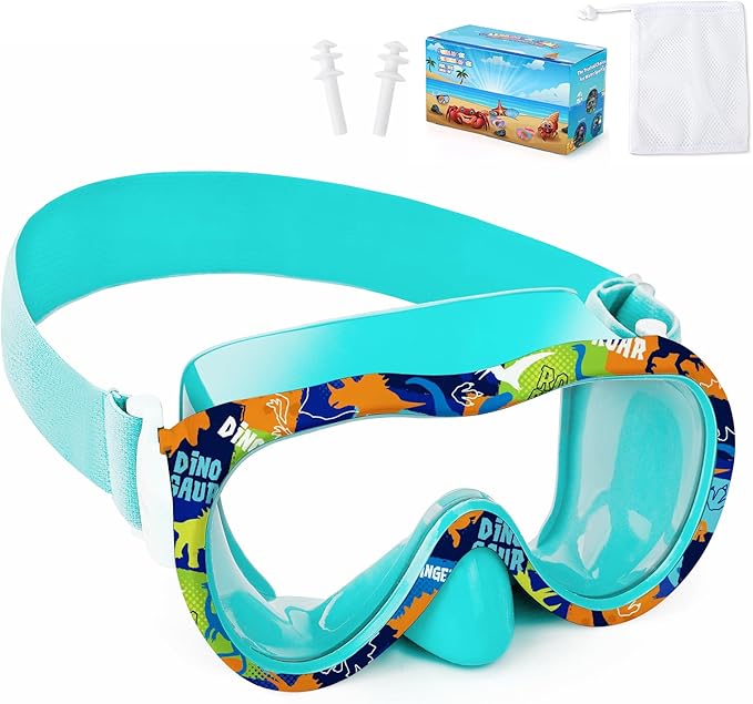 Kids Swim Goggles with Nose Cover, 180° Panoramic Snorkel Mask with Anti-Fog & Anti-Leak Design, Comfort Fabric Strap UV Protection Lens for Boys Girls Ages 3-15-StrideForce Fitness