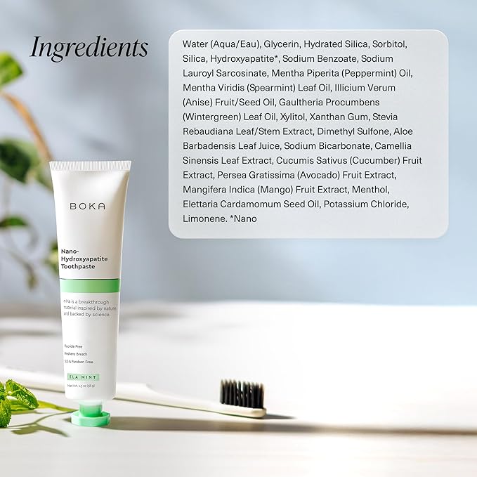 Boka Fluoride Free Toothpaste, Nano Hydroxyapatite Toothpaste, Appropriate for Sensitive Teeth - for Adult, Kids Oral Care - Ela Mint, Coco Ginger Flavor, 1.3 Fl Oz 2Pk US Manufactured