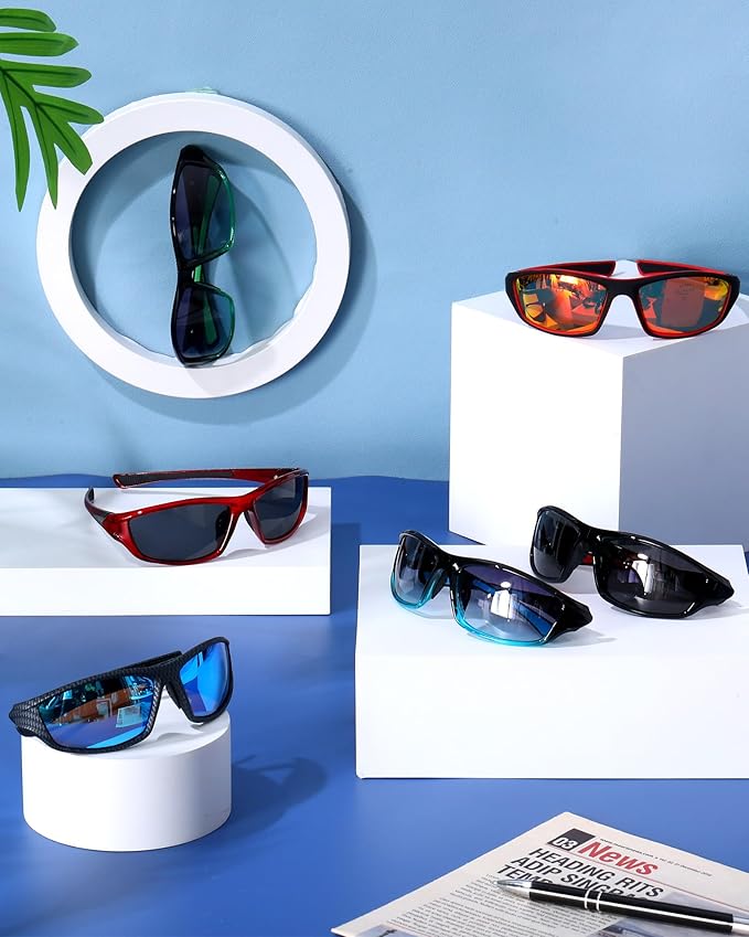 Frienda 6 Pack Polarized Sport Sunglasses for Men Multipack Fit over Glasses Pack Lot Set Men's Sport Fishing Eyeglasses-StrideForce Fitness