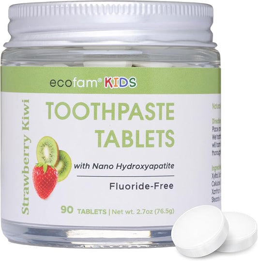 Toothpaste Tablets – Strawberry Kiwi | Nano Hydroxyapatite Toothpaste Tablets Chewable | Fluoride Free l 90 Tabs
