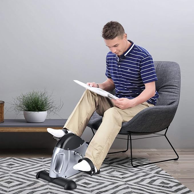 Mini Exercise Bike, himaly Under Desk Bike Pedal Exerciser Portable Foot Cycle Arm & Leg Peddler Machine with LCD Screen Displays-StrideForce Fitness