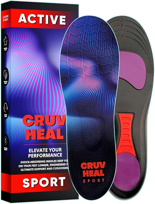 Sport Shock Absorbing Insoles - Athletic Shoe Cushioning Inserts for Men and Women - Ideal for Active Sports Running Training Hiking - Neutral Arch Good for Sneakers Shoes (S, Indigo)-StrideForce Fitness