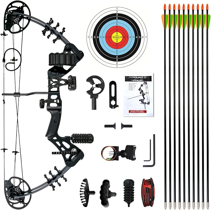 Youth Compound Bow Set 15-45 Lbs for Teens and Beginner, Package with Archery Hunting Equipment, Max Speed 260fps, Adjustable, Right Hand-StrideForce Fitness