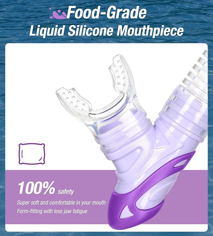 Aegend Dry Snorkel, Dive Mask Easy-Breath Free Diving Snorkel for Snorkeling Scuba Diving Freediving Swimming, with Top Dry Valve and Food-Grade Silicone Mouthpiece-StrideForce Fitness