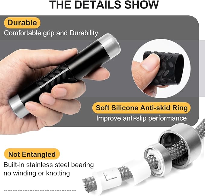 1LB Weighted Jump Ropes for fitness Women Men, Aluminum Handles for MMA, Boxing, CrossFit, Weight-loss Workouts, Tangle-Free Ball Bearing Rapid Speed Skipping Jump Rope with Adjustable 9mm Cotton & PVC Cord-StrideForce Fitness