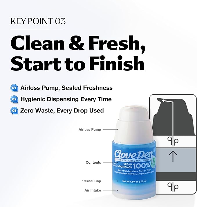 Vegan Alcohol-Free Mouthwash for Bad Breath Treatment for Adults – Concentrated Botanical Oral Rinse with Clove & Tea Tree Oil, 200+ Uses, Mint Herbal Blend, 1.69 fl oz