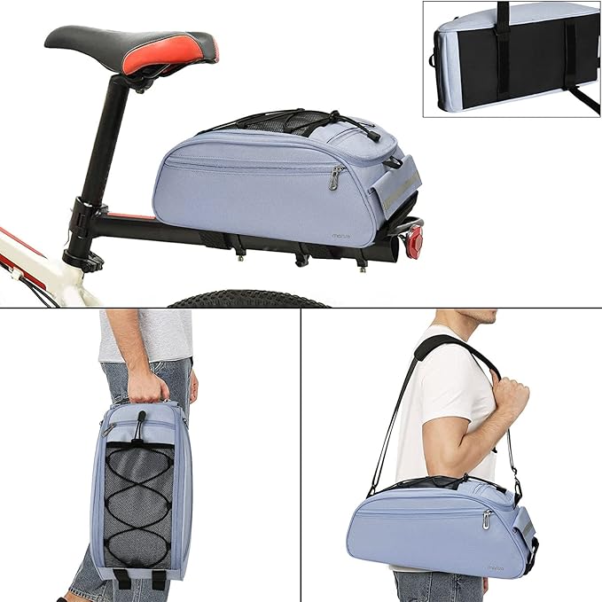 MOSISO Bike Rack Bag, Waterproof Bicycle Trunk Pannier Rear Seat Pouch Cycling Bike Carrier Backseat Storage Luggage Saddle Shoulder Bag-StrideForce Fitness