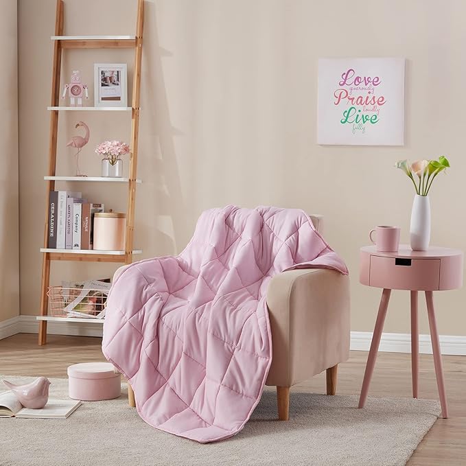 L'AGRATY Weighted Blanket - 40"x60" 10lbs Cooling Breathable Microfiber Material with Glass Beads Small Blanket All-Season Summer Fall Winter Soft Thick Comfort-StrideForce Fitness