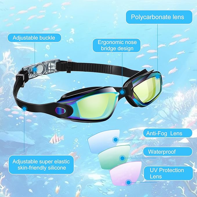 Konohan 10 Pack Swim Goggles Bulk for Kids adult Pool Goggles Anti Fog Silicone No Leak Swimming Glasses for Men Women Youth-StrideForce Fitness
